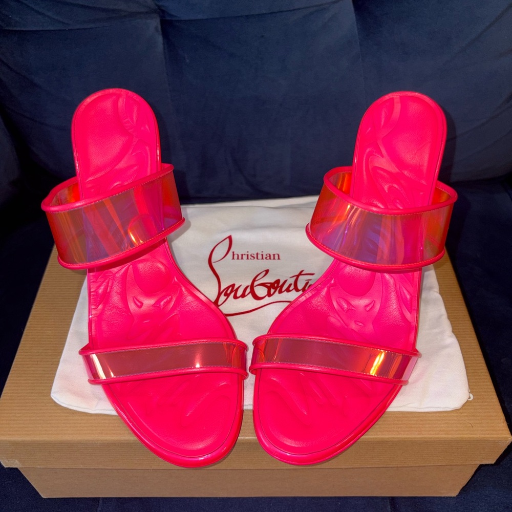Christian Louboutin Hot Pink Iridescent Strap Heels